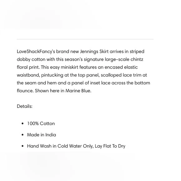 NWT LoveShack Fancy Jennings skirt (Price firm unless bundled) - Picture 8 of 8